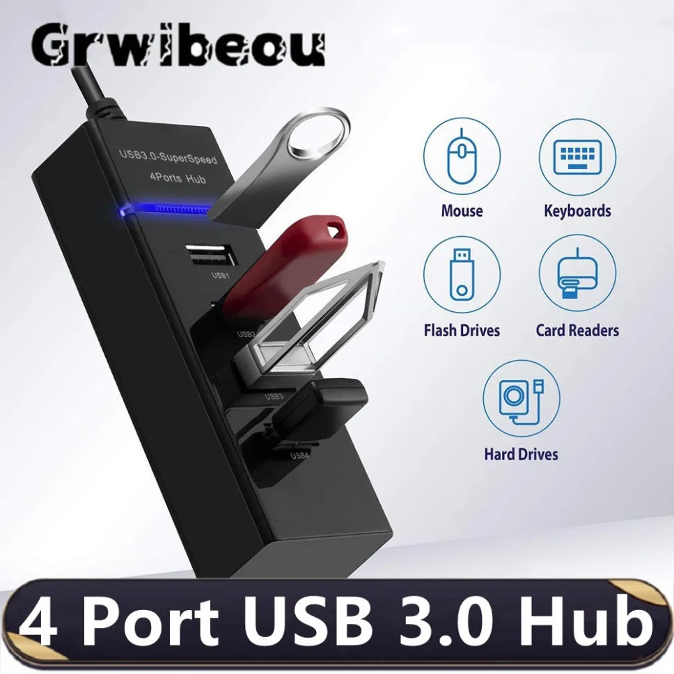 USB HUB 3.0 High Speed 4 Port Multi USB Splitter OTG Adapter For Xiaomi Lenovo Macbook Pro 13 15 Air Pro PC Computer Accessories