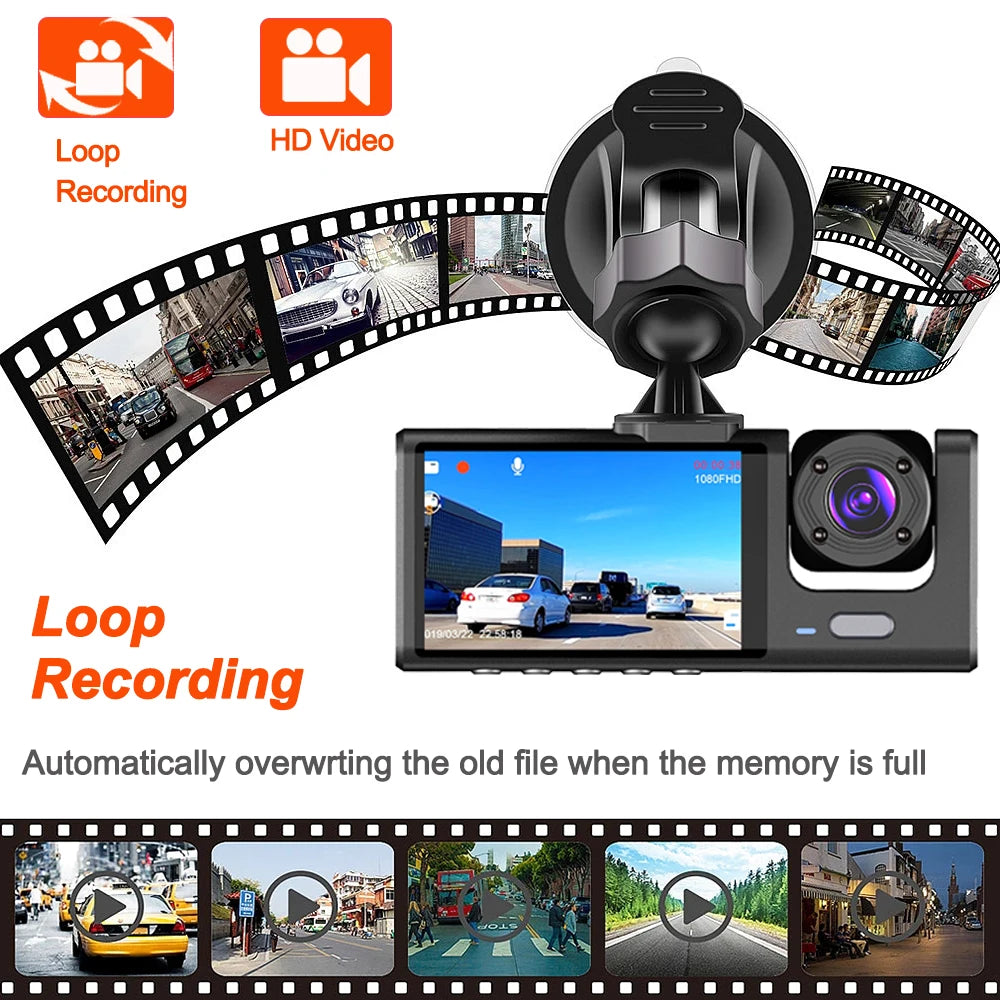 HONG TONG 1080P Car Dvr 2Camra Dash Cam Cars Camera for Vehicle Recorder Video Front Optional Rear Camera Night Vision Dashcam