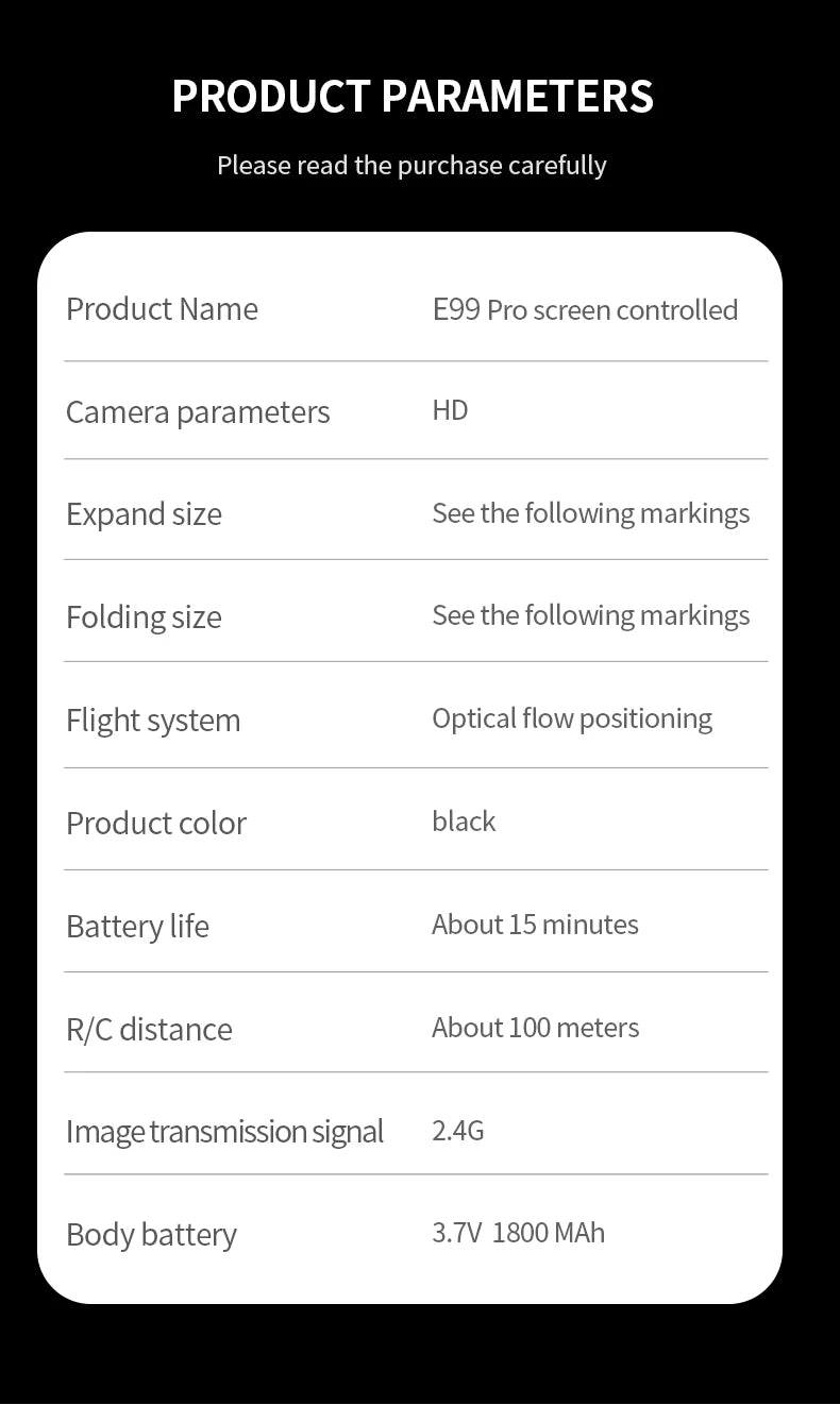 ZNLYRION RC Drone 4K Dual Camera E99 PRO Optical Flow Obstacle Avoidance Foldable FPV Quadcopter Toy for Beginners