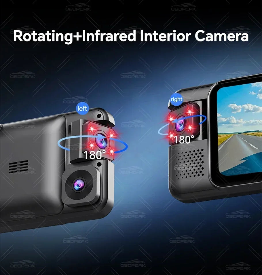 D75 Rearview Mirror FHD 1080P Dash Cam 4CH 360° Record Car Dvr Infrared 5G WIFI APP Video Recorder GPS Track Super Night Vision