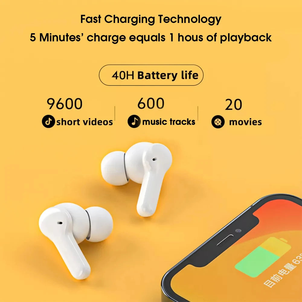 QCY T13 Wireless Bluetooth Earphone with 4 Mics ENC HD Call Headset V5.1 TWS Earphone Touch Control Earbuds Long Standby 40H