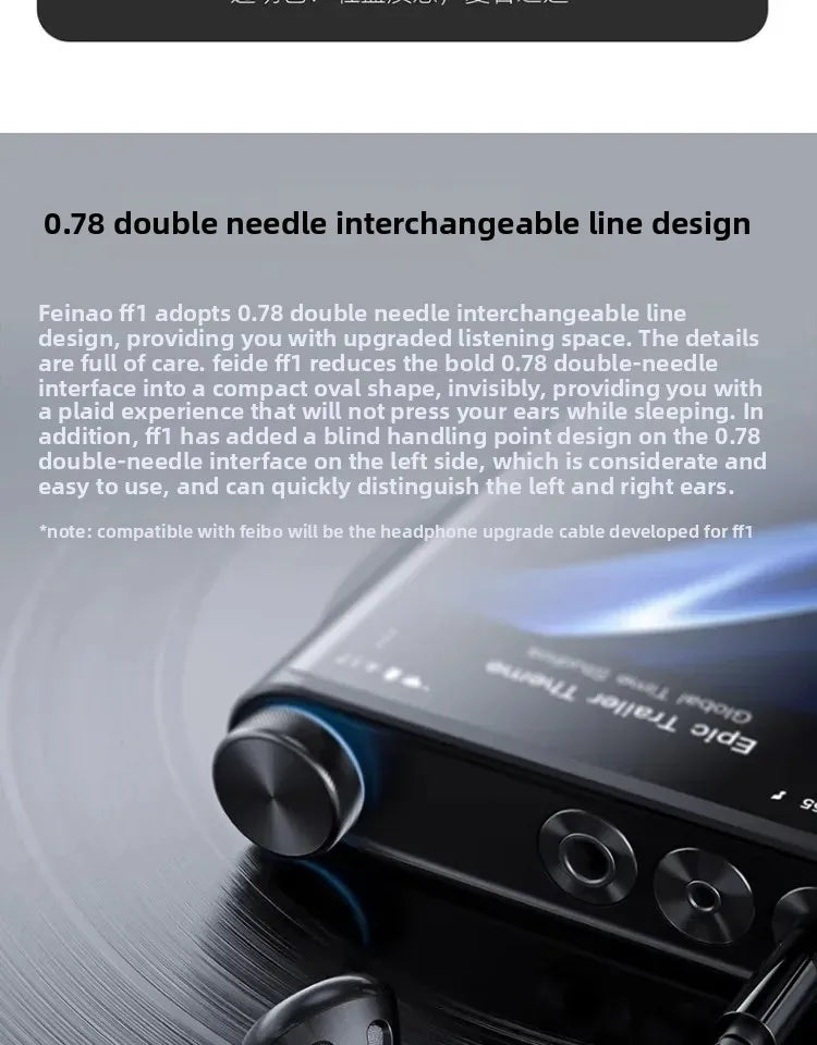 FiiO FF1 Wired in Ear Headphones Ergonomics Lightweight Portable Earbuds Beryllium Plated Diaphragm Detachable Cable Headphones