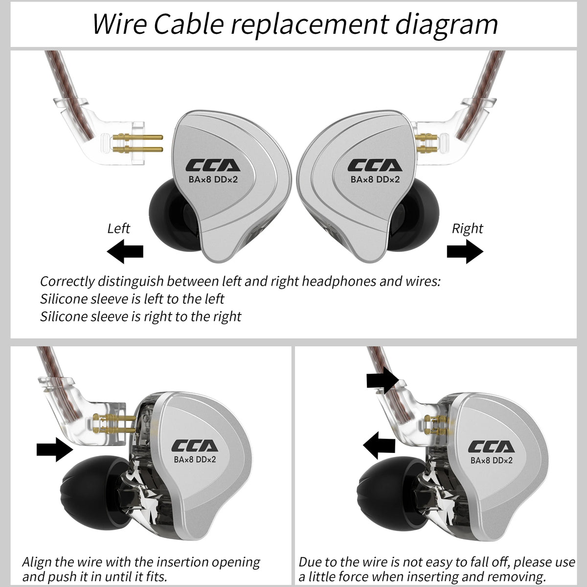 CCA-C10 HiFi Headphones 4BA+1DD Hybrid Technology Music Sports Gaming Earphones Detachable Cable 2pin 0.75mm Wired Earbuds