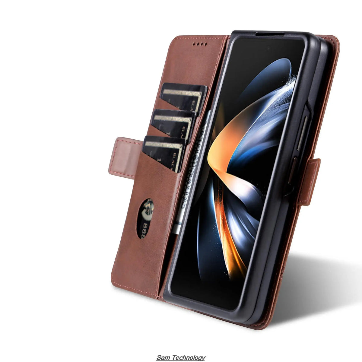Magnetic Adsorption Leather Fitted Case for Samsung Galaxy Z Fold5 / Z Fold 5 6 7 4 3 5G Flip Cover Protective Case Fundas Coque