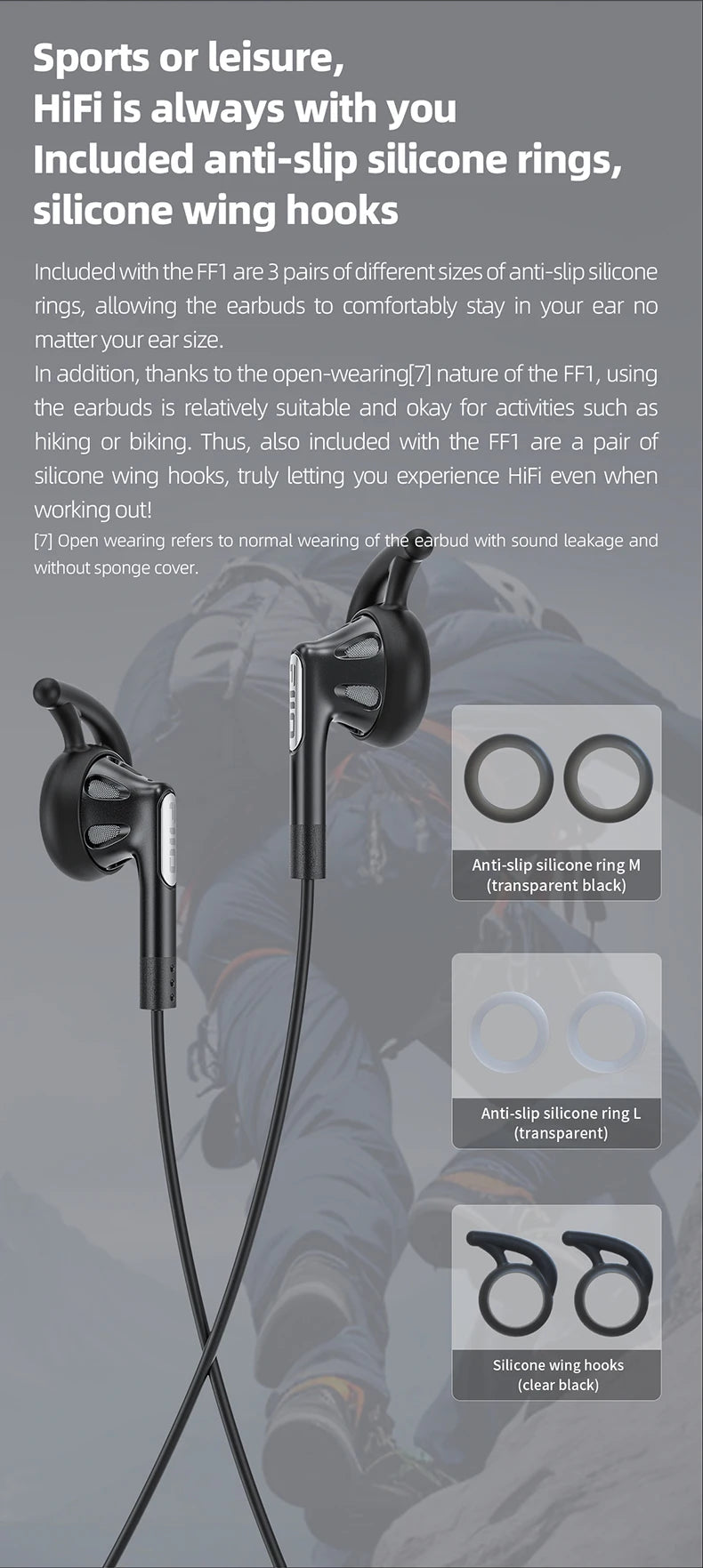FiiO FF1 3.5mm HIFI Music Wired Bass Earbud 14.2mm Dynamic HD Microphone Earphone for Gaming Meeting Video