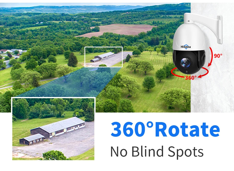 Hiseeu 8MP PTZ POE Camera 30X Optical Zoom Outdoor 2-Way Audio Color Night Vision Street Surveillance IP Camera IP66 Waterproof