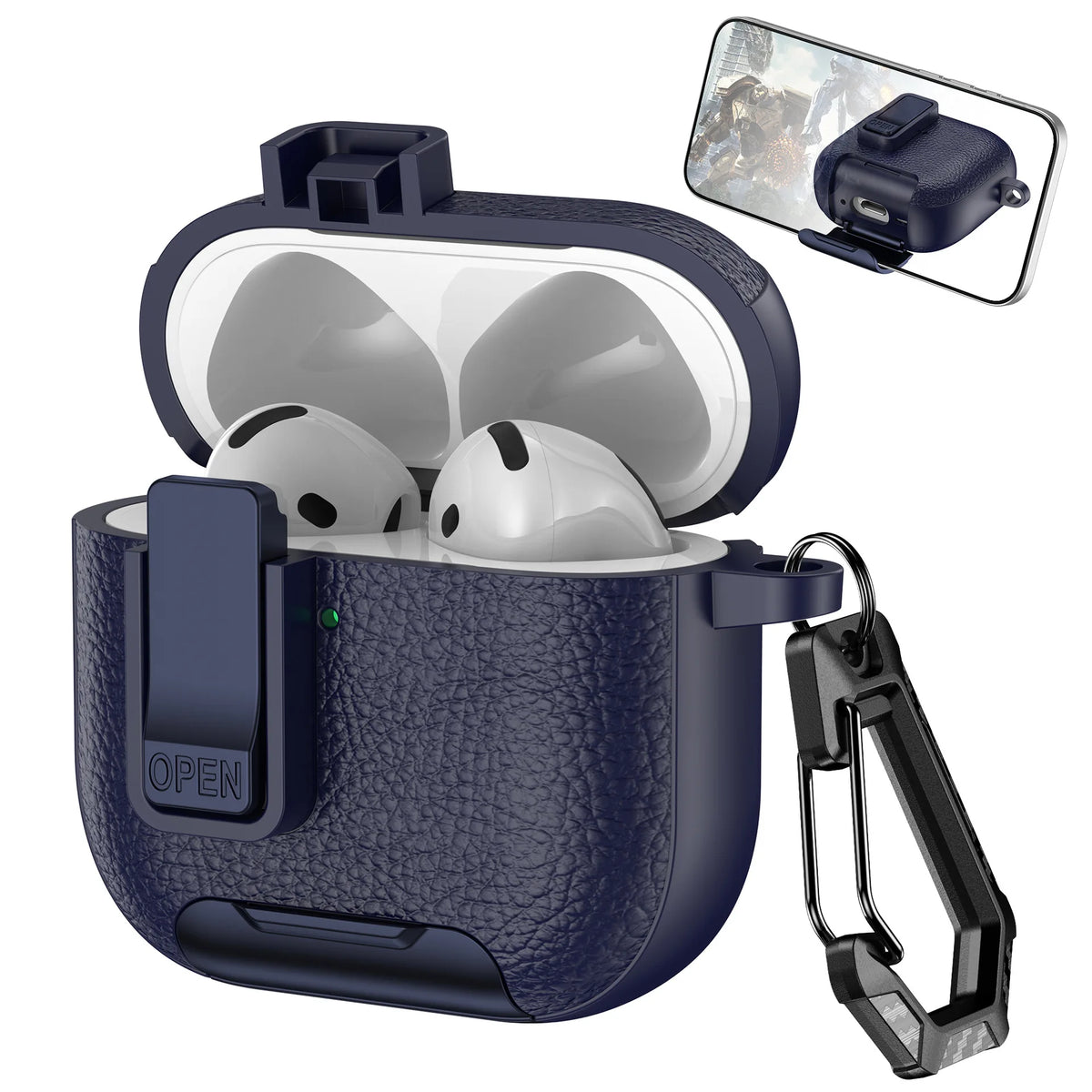 2025 New For AirPods 4 Case Latch wireless Bluetooth earphone Accessories Cover dermatoglyph Mobile phone holder switch Cases 3D
