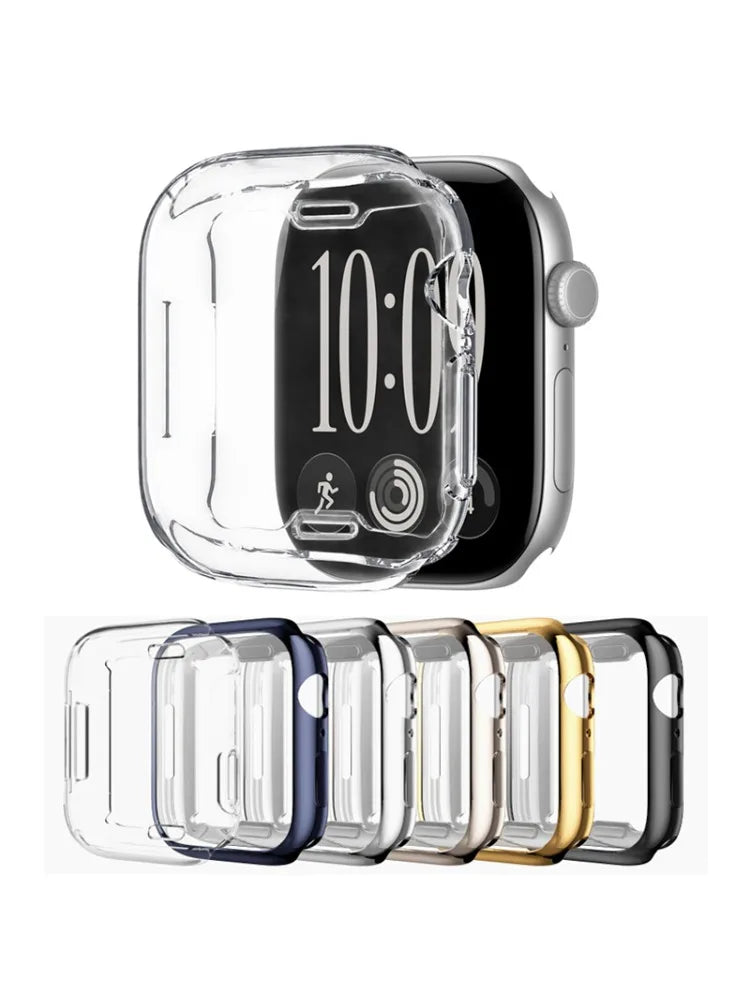 Screen Protector for Apple Watch 41mm 44mm 40mm 45mm 46mm 42mm TPU Full Cover bumper Case iWatch Series 12 11 10 9 8 7 SE 6 5