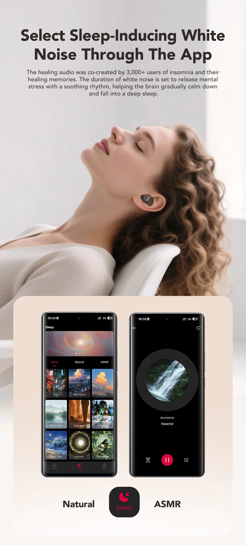 MINISO MS217 Sleep Aid Headphones Bluetooth Earphone AI Translation Earbuds In-Ear Wireless Headphones Sleep Friendly