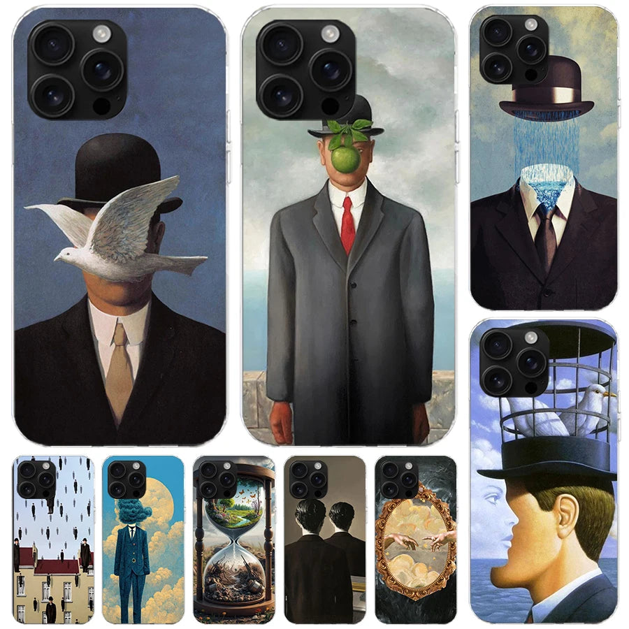 Rene Magritte Art Cover For iPhone 17 Air 16 16E 15 Pro Max 14 Plus 13 Mini Phone Case 12 11 7 8 SE Customized Print Shell 16 15
