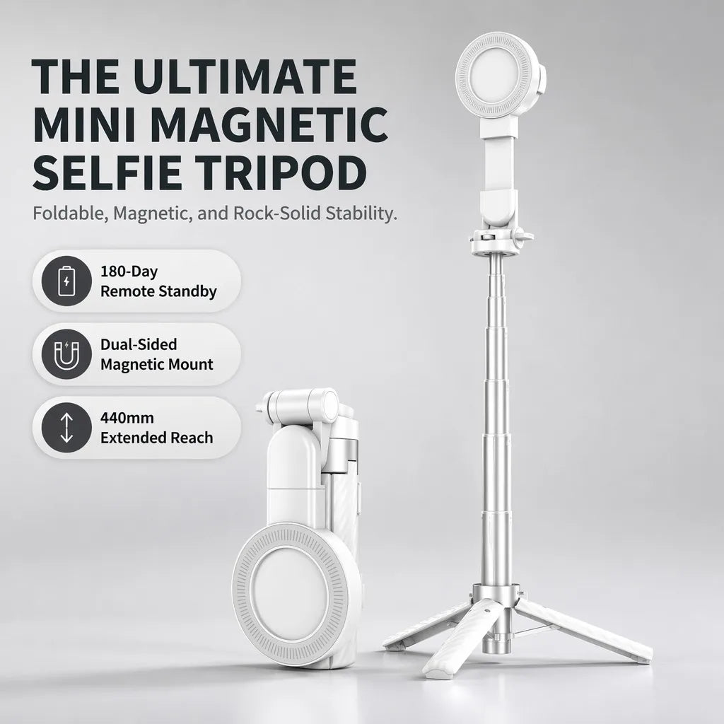 Pocket Dual-Sided Magnetic Selfie Stick Cell Phone Stand Extendable Tripod with Remote Control for iphone 17 16 Pro Max Huawei