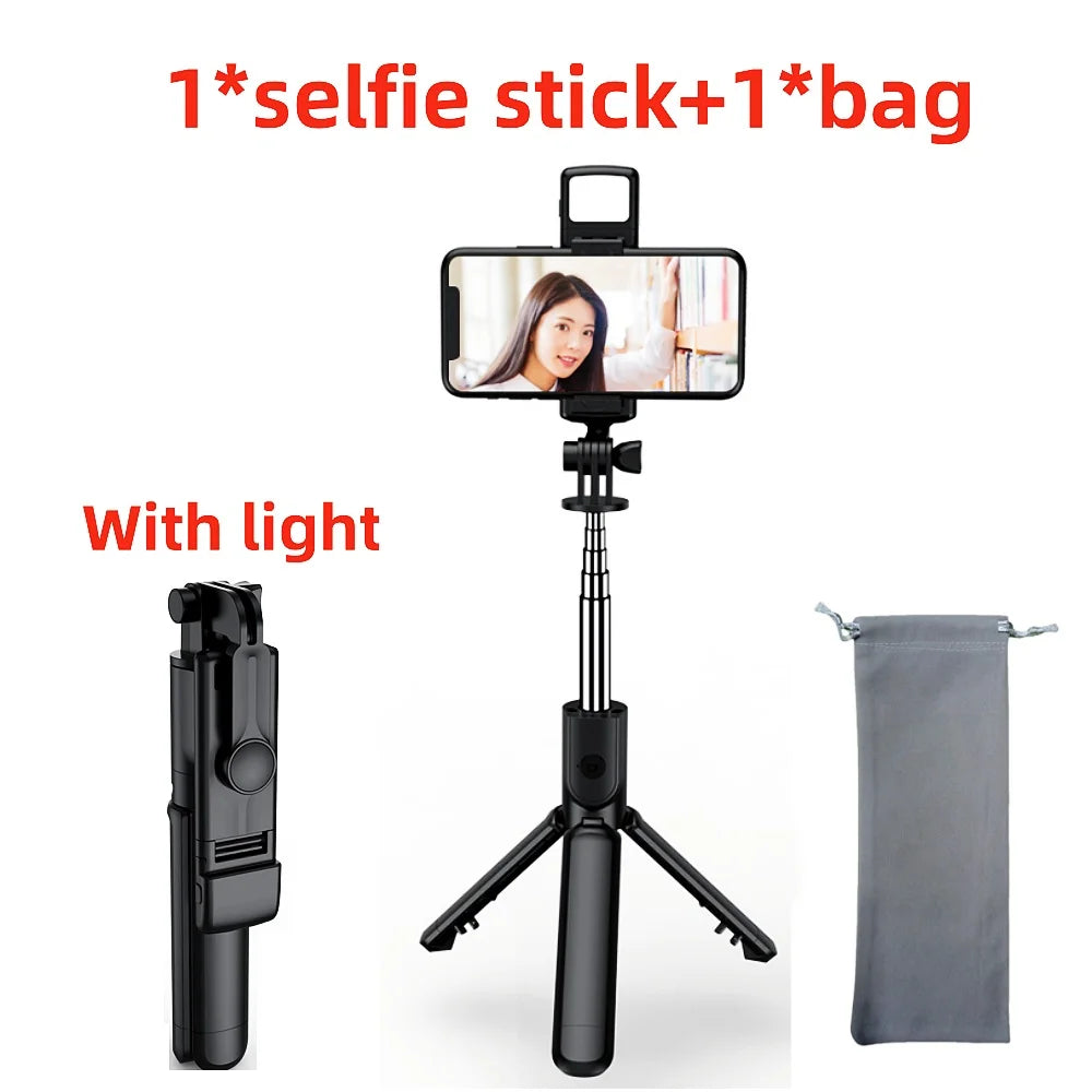 Portable Bluetooth Selfie Stick Retractable Multifunctional Phone Holder Tripod With Selfie Light Wireless Remote Shutter Stand