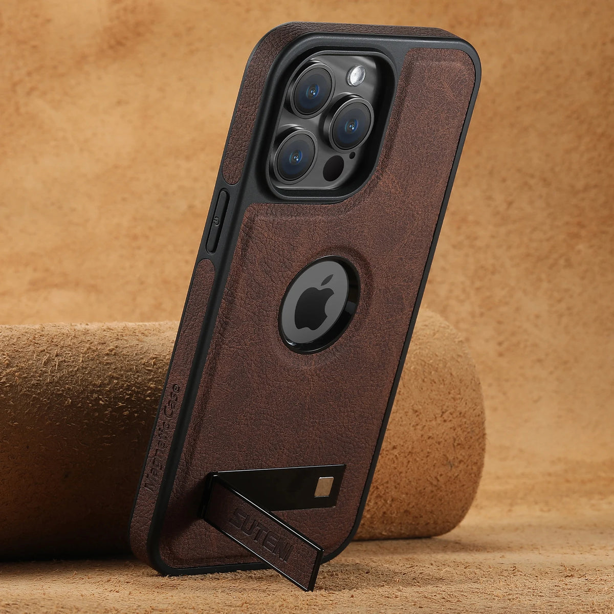 For Magsafe Invisible Bracket Cover For iPhone 12 13 14 15 16 17 18 Pro Max Magnetic Leather Phone Case For IPhone 17 18 Pro Max