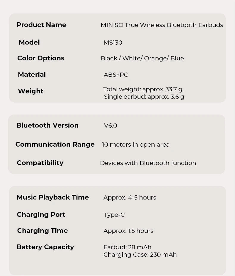 MINISO MS130 Wireless Bluetooth Earphones ENC Soft Wireless Headphones Sport Low Latency Comfort In-Ear Earbuds Macaron Travel