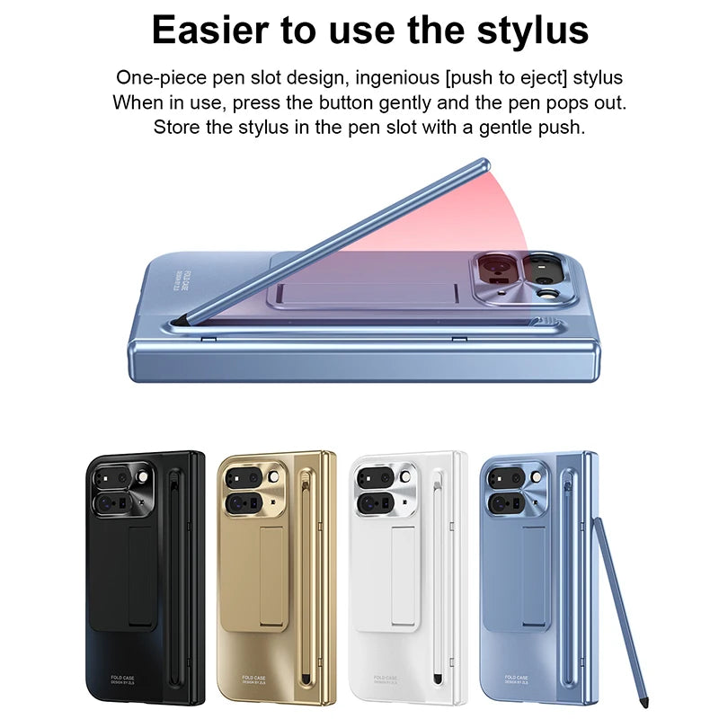 For Google Pixel 10 9 11 Pro Fold Case With Hinge Protection & Stylus Pen & Foldable Bracket & Screen Protector PhoneCover Shell
