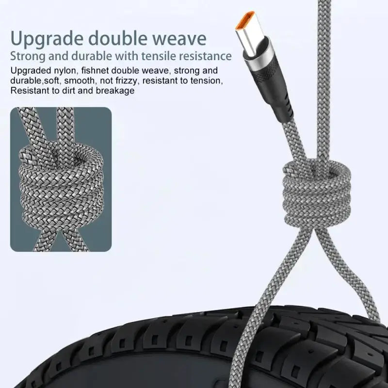 USB A to Type C Charging Extended Cable 6A Fast Charger Nylon Data Cable 1/3/5/8m For iPhone Samsung Type USB C Charging Device
