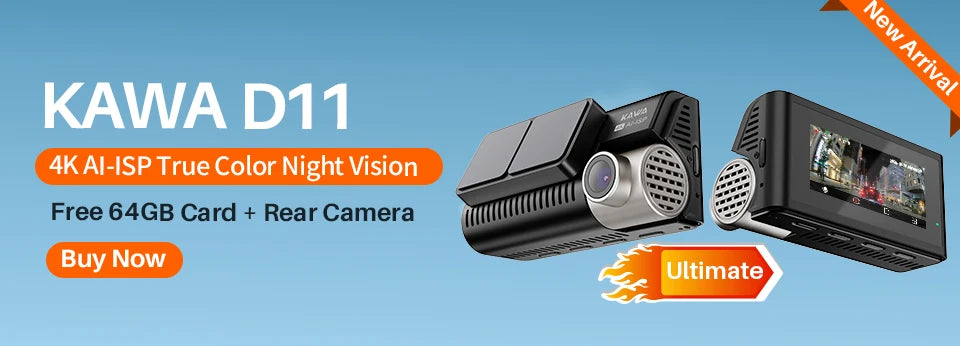 2K Mini Dash Camera Front DVR KAWA MINI 3 Hidden Dash Cam Video Recorder Emergency Voice Control Night Vision WiFi Dashcam