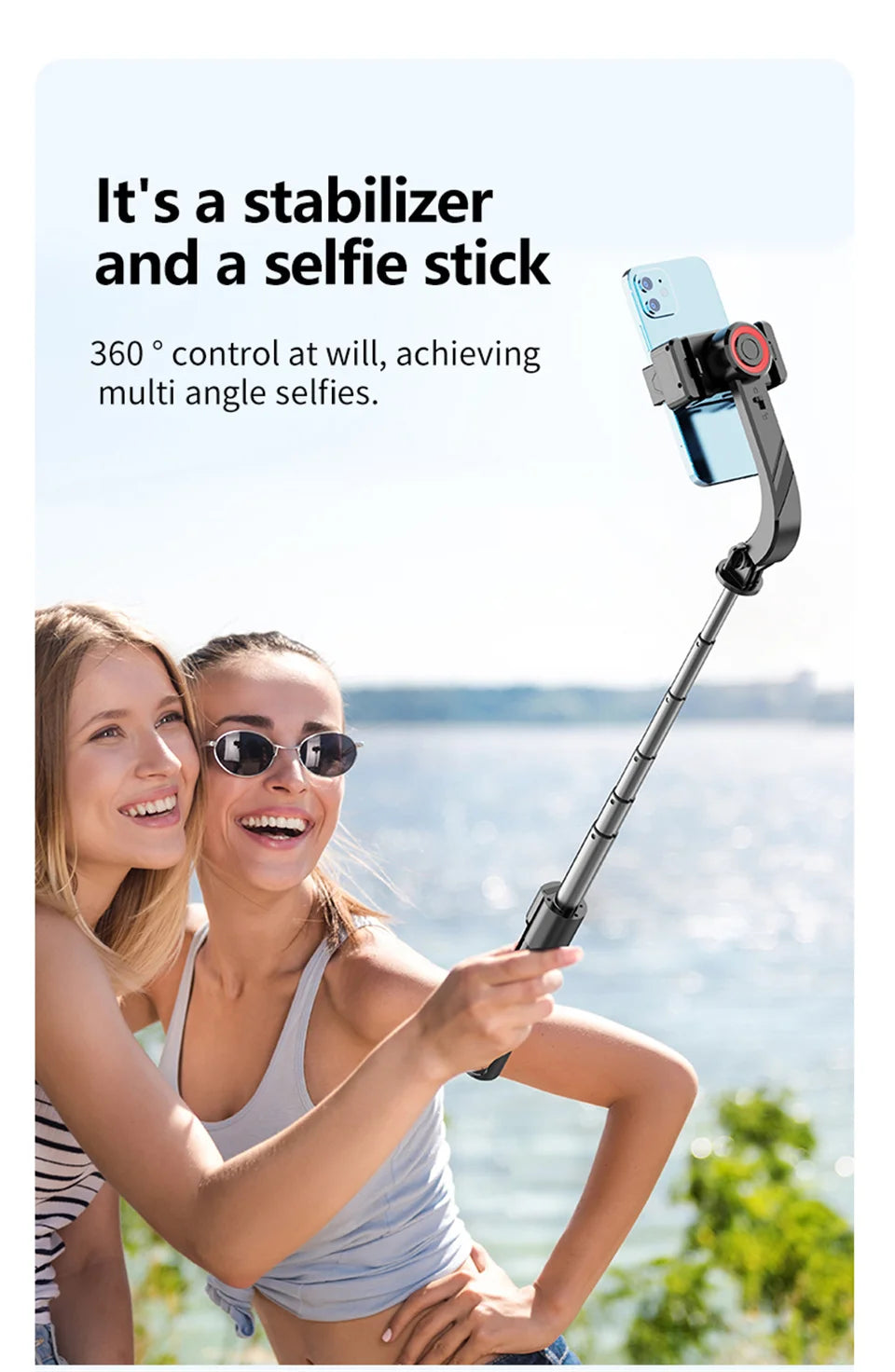 FANGTUOSI Handheld Gimbal Stabilizer 360° Rotation Estabilizador Anti Shake Selfie Stick Fill Light For Phone Stabilizer Tripod