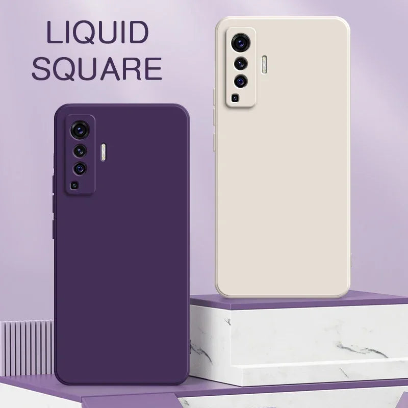 Luxury Square Liquid Silicone Case for VIVO X50 Pro Plus Lite X51 5G Camera Protective 360 Shockproof Phone Cover X50Pro X50Lite