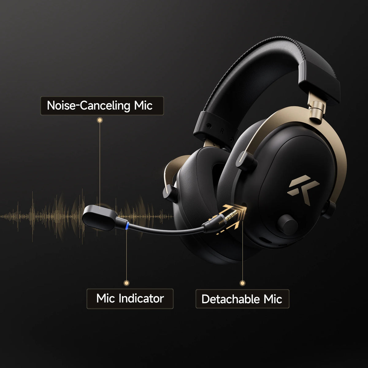MCHOSE V9 Turbo+ E-sports Magnetic Wireless Gaming Headset 7.1 Surround Sound 90° Swivel Ear Cups Low Latency Magnetic Charging