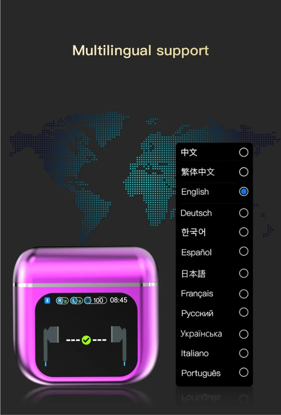 SE-60 TWS Touch Screen Bluetooth 5.4 Earphones ANC ENC Noise Cancelling Gaming Low Latency Stereo Wireless Earbuds Long Battery