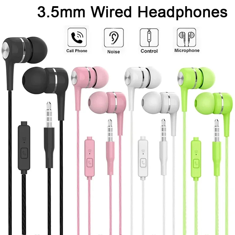 3.5mm Jack Wired Plug Comfortable In-Ear Music Gear 3.5mm Wired Headphones For Smartphone PC Laptop Microphone Volume Control