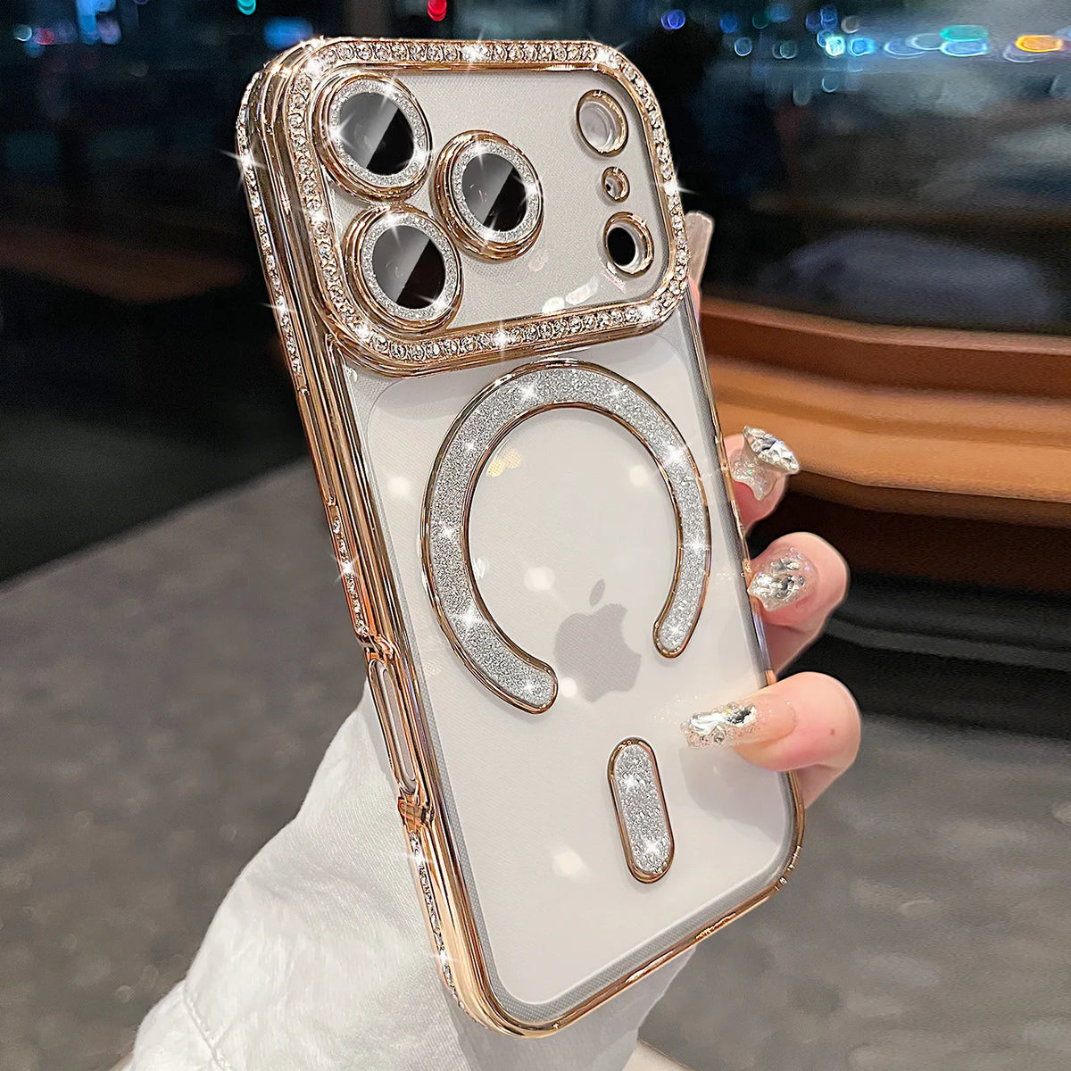 Luxury Soft Magnetic Wireless Charging for Magsafe Case For iPhone 18 17 16 15 14 13 12 Pro Max 16 Plus 18 Bling Diamond Cover