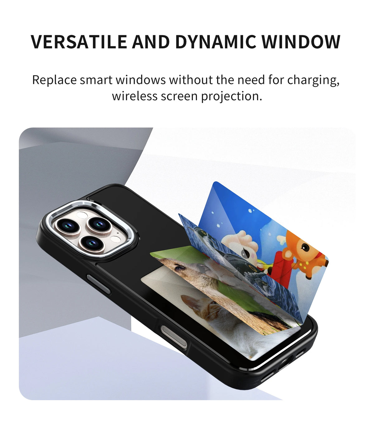NFC Smart Phone Case DIY Screen 4 Colors Display for Apple Phone Iphone 15/14/13 Pro Max 3.7 Inch Wireless Image Transmission