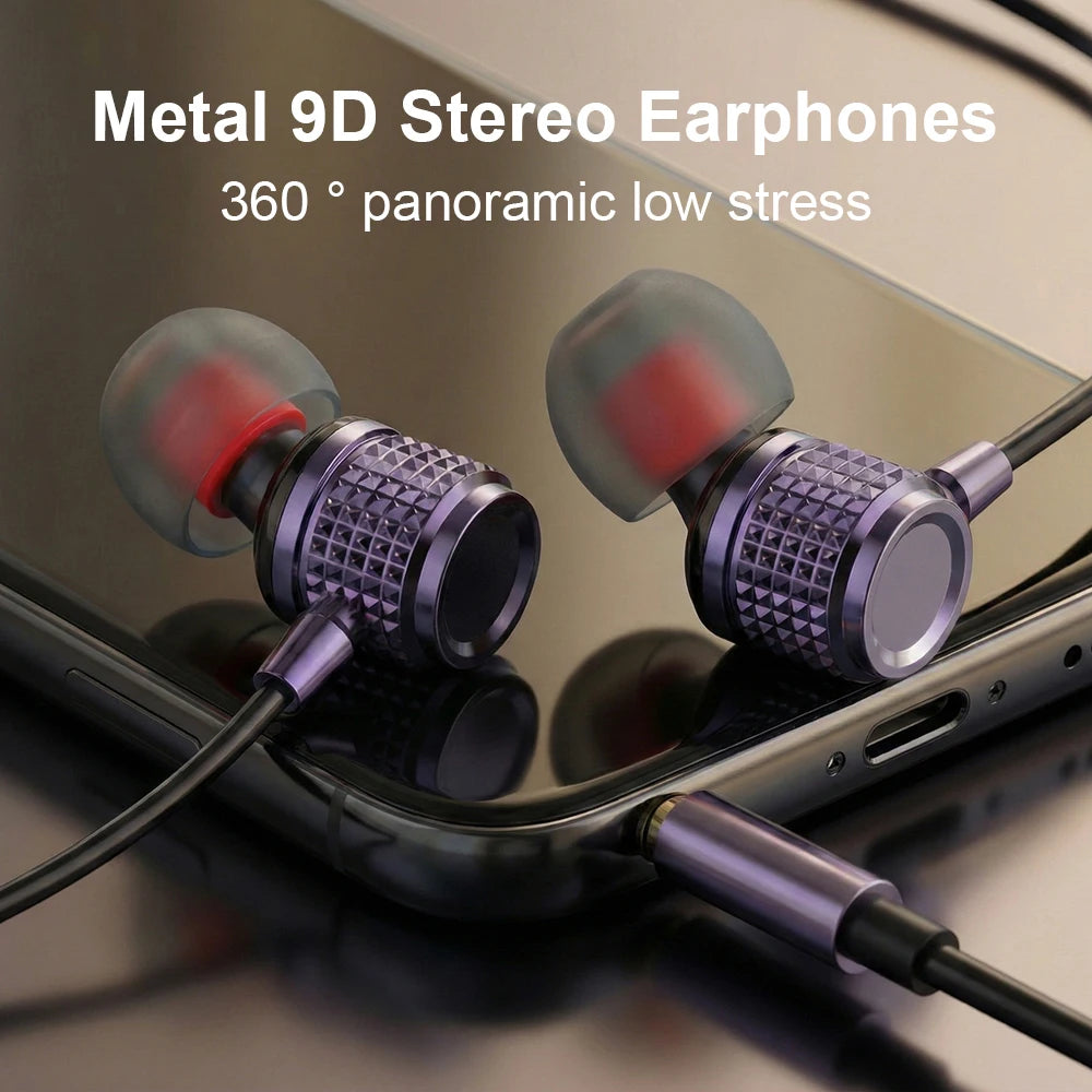 USB Type C Earphones HiFi Heavy Bass Earbuds Metal In Ear Noise Reduction 3.5MM Wired Headphones For Samsung S25 24 Z Fold7 Flip