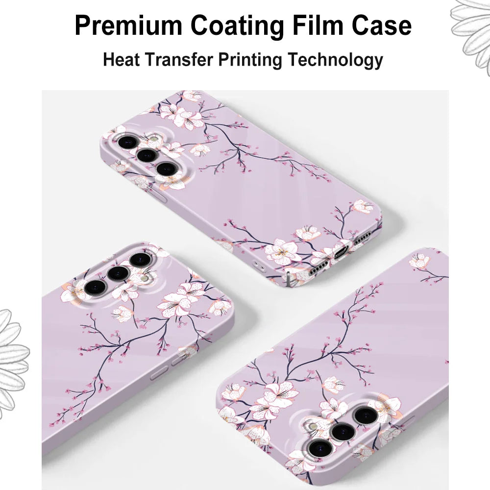 Fallen Plum Blossoms Phone Case For Samsung Galaxy S25 S24 S23 S22 S21 S20 Plus Ultra FE 5G Film Hard Cover
