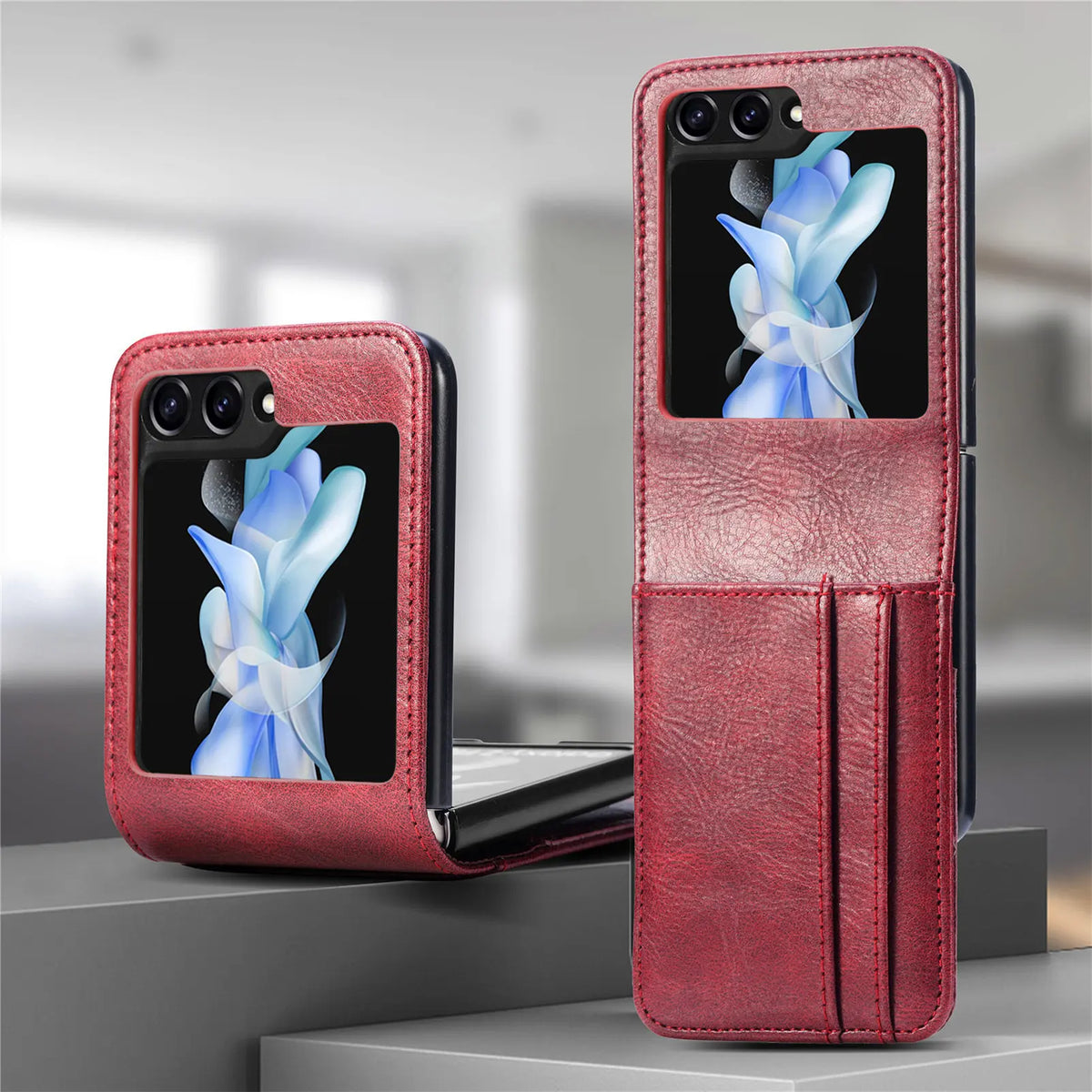 Luxury Card Holder Leather Phone Case For Samsung Galaxy Z Flip 8 7 FE 6 5 4 3 Flip8 Fold Wallet Photo Frame Business Back Cover