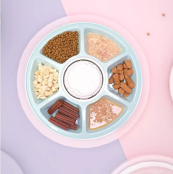 Pet Automatic Feeder Portion Control Digital Timer Detachable Dogs Cats Anti Slip 6 Meal Trays with Voice Dry Wet Food Feeding