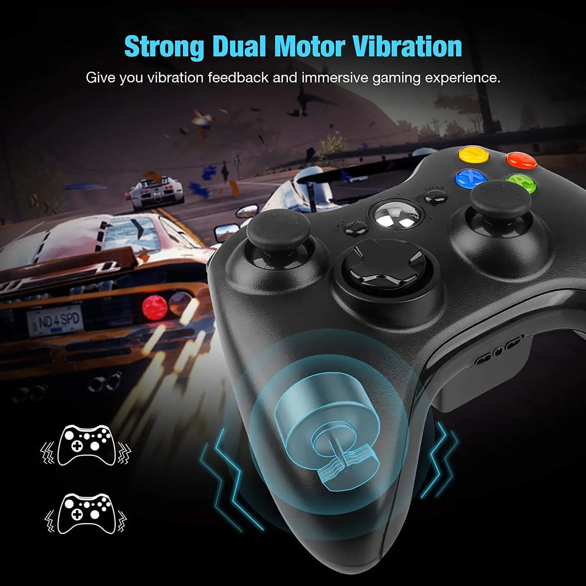 Wireless Gamepad Controller 2.4GHz ,Dual-Vibration Turbo Function ,For Xbox 360/360 Slim/Pc Game Controller Joystick