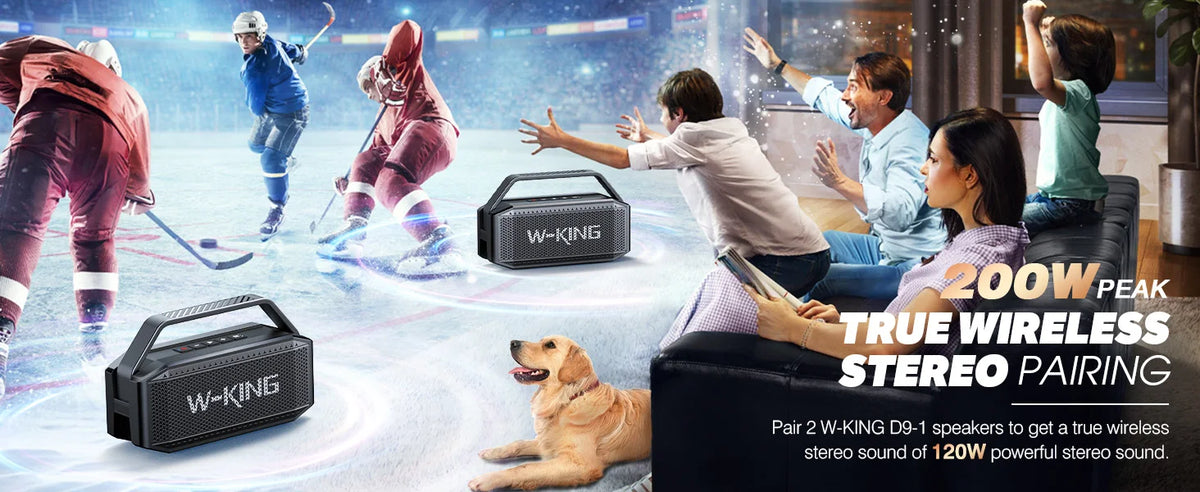 W-KING D9-1 100W Peak 60W RMS Deep Bass Bluetooth Speaker, IPX6 Portable Waterproof Loud Bluetooth Speakers Wireless with Subwoofer