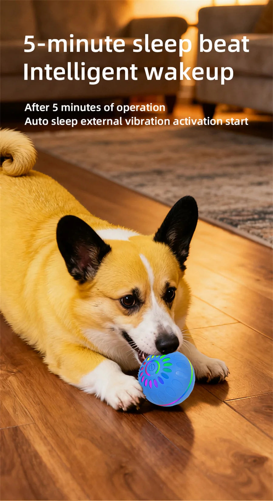 Interactive Smart Dogs Toys Balls - USB Automatic Moving Bouncing Ball for Puppy to Large Dog - Electronic Pets Ball Birthday Gi