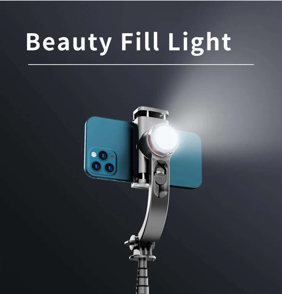 TOKQI Handheld Stabilizer for Stream Anti‑Shake Gimbal Selfie Stick With 3‑Color Adjustable Fill Light Wireless Remote Control 3
