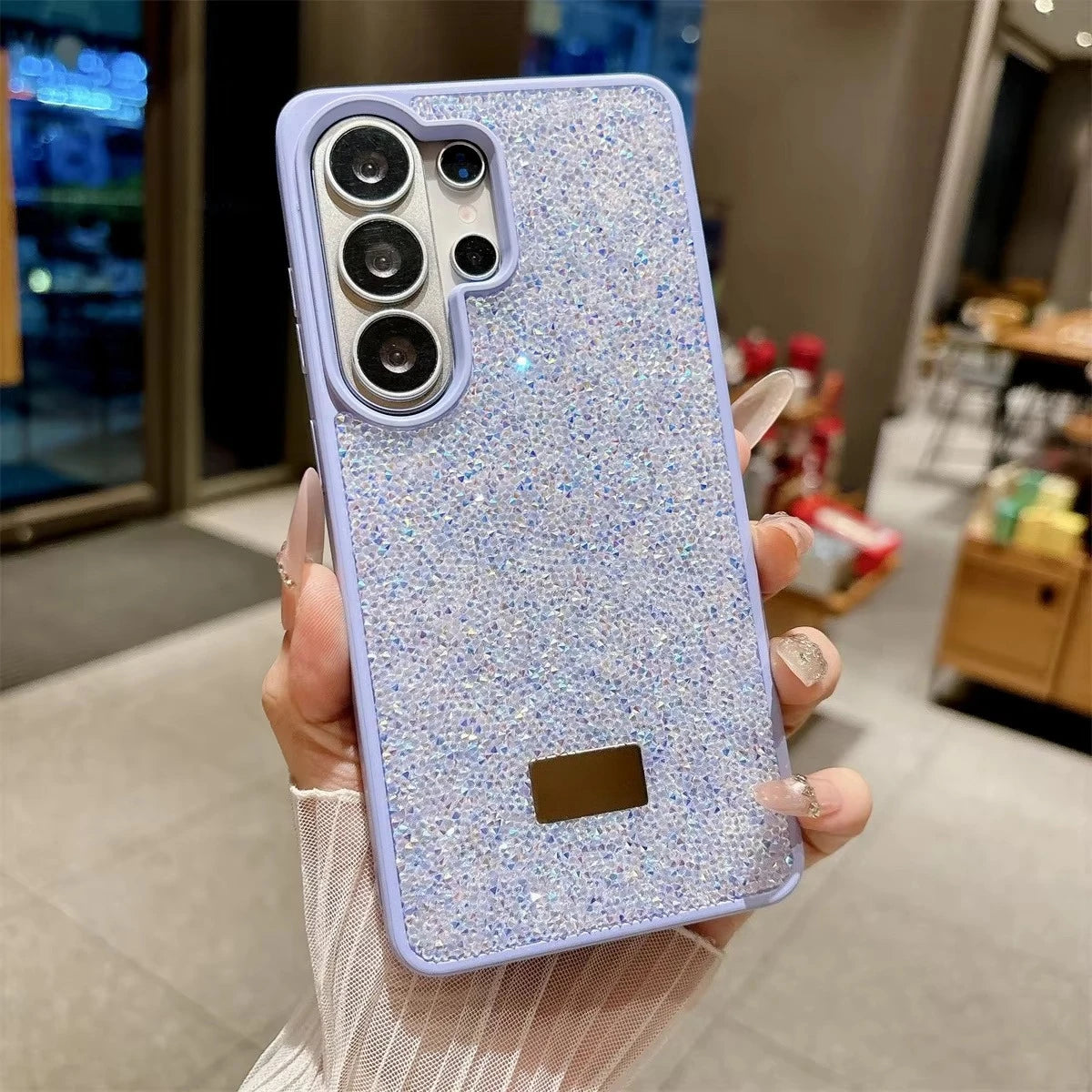 Glitter Bling Diamond Sparkle Case For Samsung Galaxy S23 S24 S25 S26 Ultra Plus Metal Logo Back All-Inclusive Protective Cover