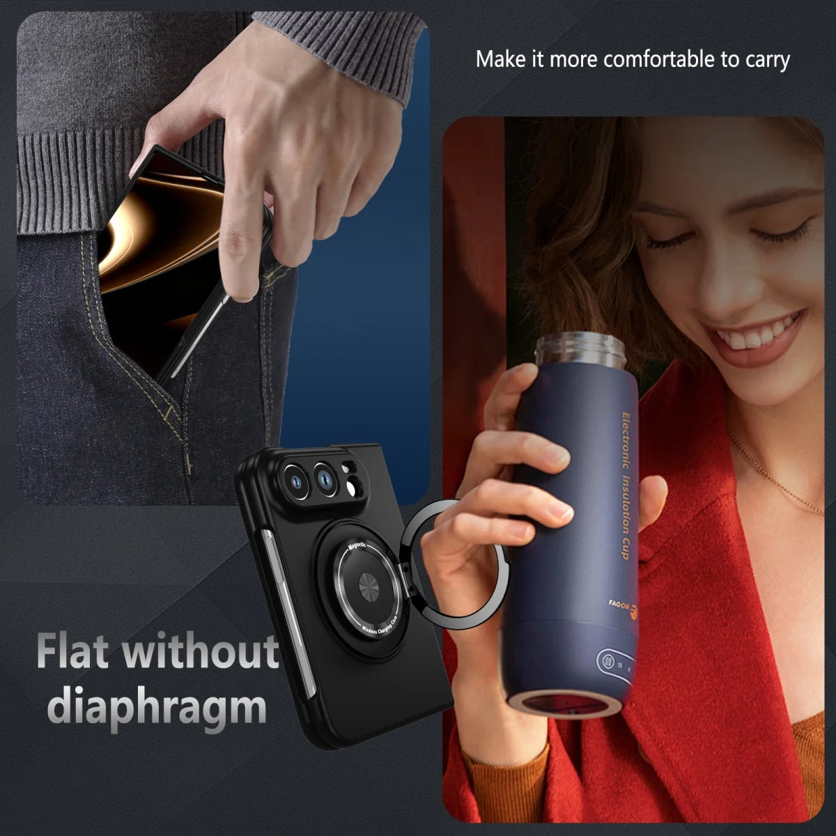 Luxury for Magsafe Wireless Charging Rotating Magnetic Stand Phone Case for IPhone Duo 18 Fold Lens Protector Shockproof Cover