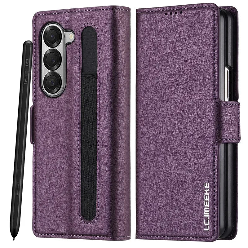 Magnetic Flip Leather Phone Case for Samsung Galaxy Z Fold 8 Ultra7 6 5 4 3 5G Fold6 Fold5 Fold8 Wallet Card Cover Etui Coque