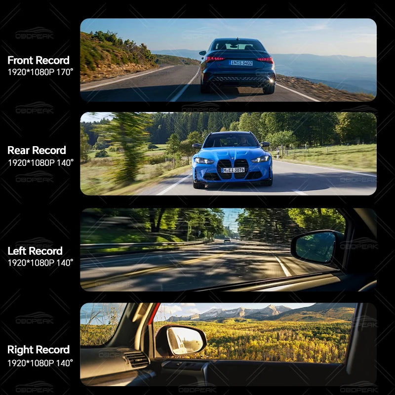 D75 Rearview Mirror FHD 1080P Dash Cam 4CH 360° Record Car Dvr Infrared 5G WIFI APP Video Recorder GPS Track Super Night Vision