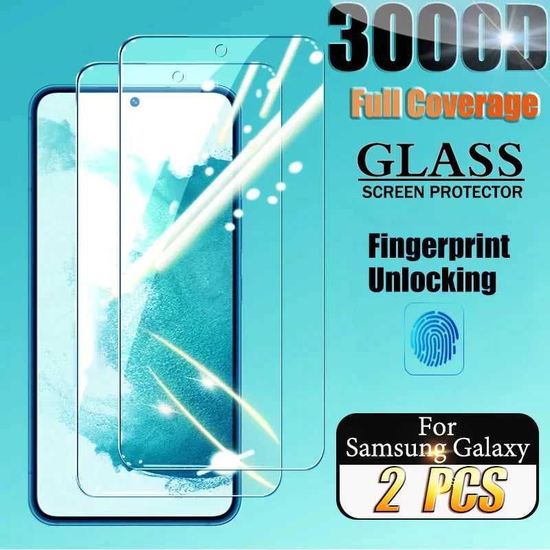 2PCS Fingerprint Unlocking Tempered Glass For Samsung Galaxy S25 S24 Ultra S25 S24 Plus Screen Protector For Samsung S24 S25