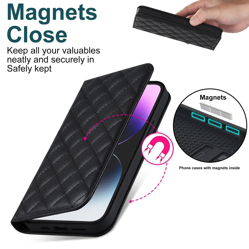 For Magsafe Wallet Leather Flip Case For iPhone 12 13 14 15 16 Pro Max mini Magnetic Wireless Charging Book Folio Cover