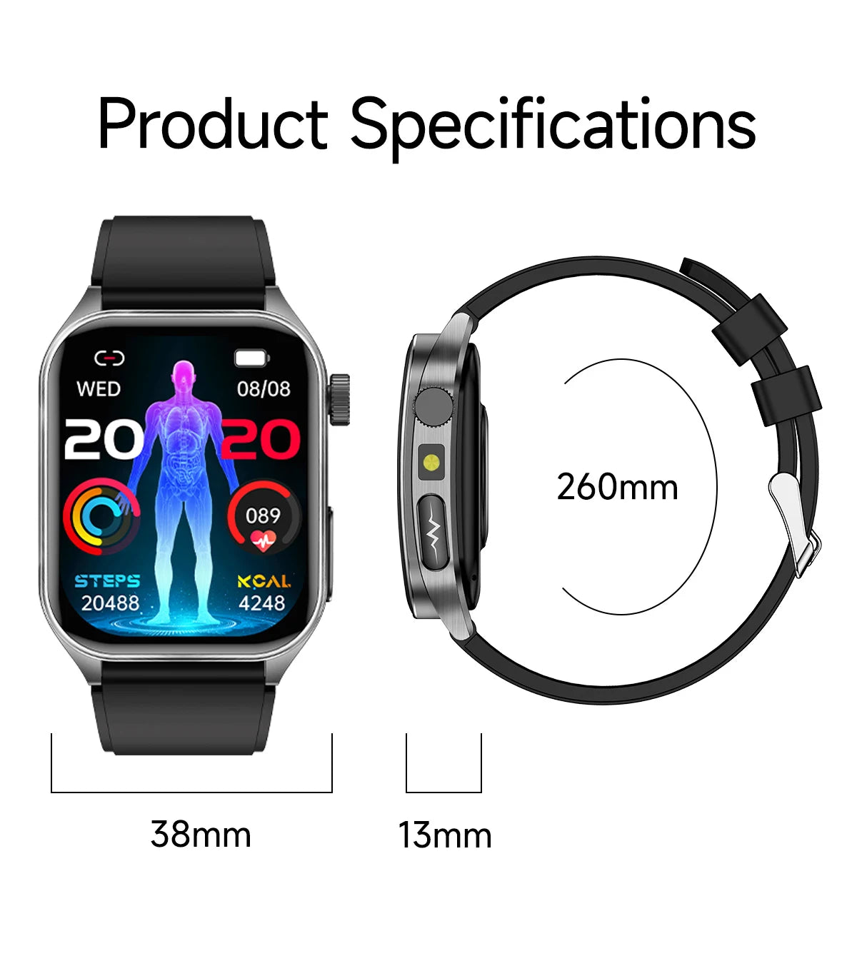 2026 New 650nm Laser Therapy Health Smartwatch Men ECG Blood Pressure Lipid Uric Acid Bluetooth Call Smart Watch For Android IOS