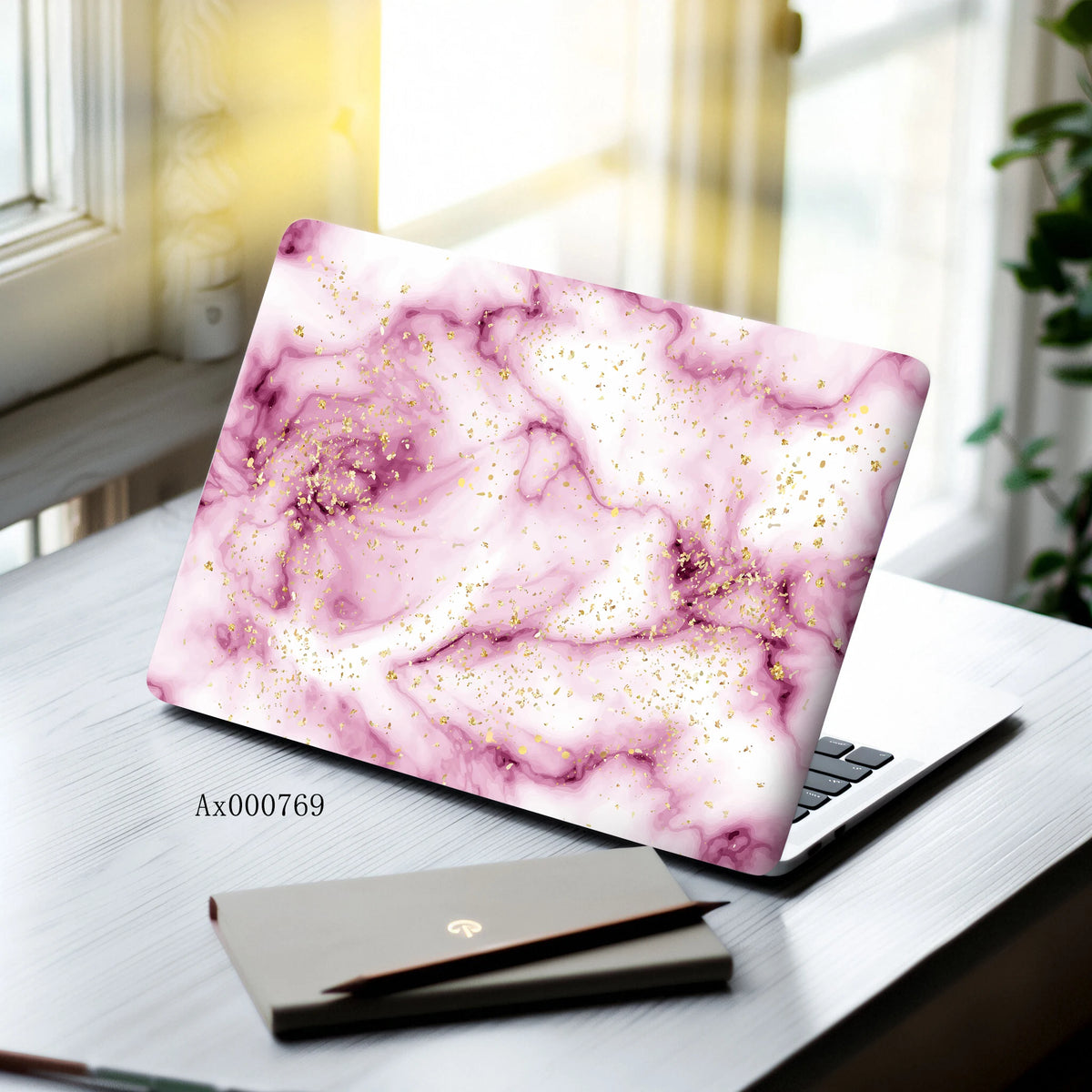 2pcs Luxury Rose Gold Marble Laptop Sticker Self-Adhesive Anti-Scratch Skin MacBook Notebook PC Keyboard Waterproof Skin Decor