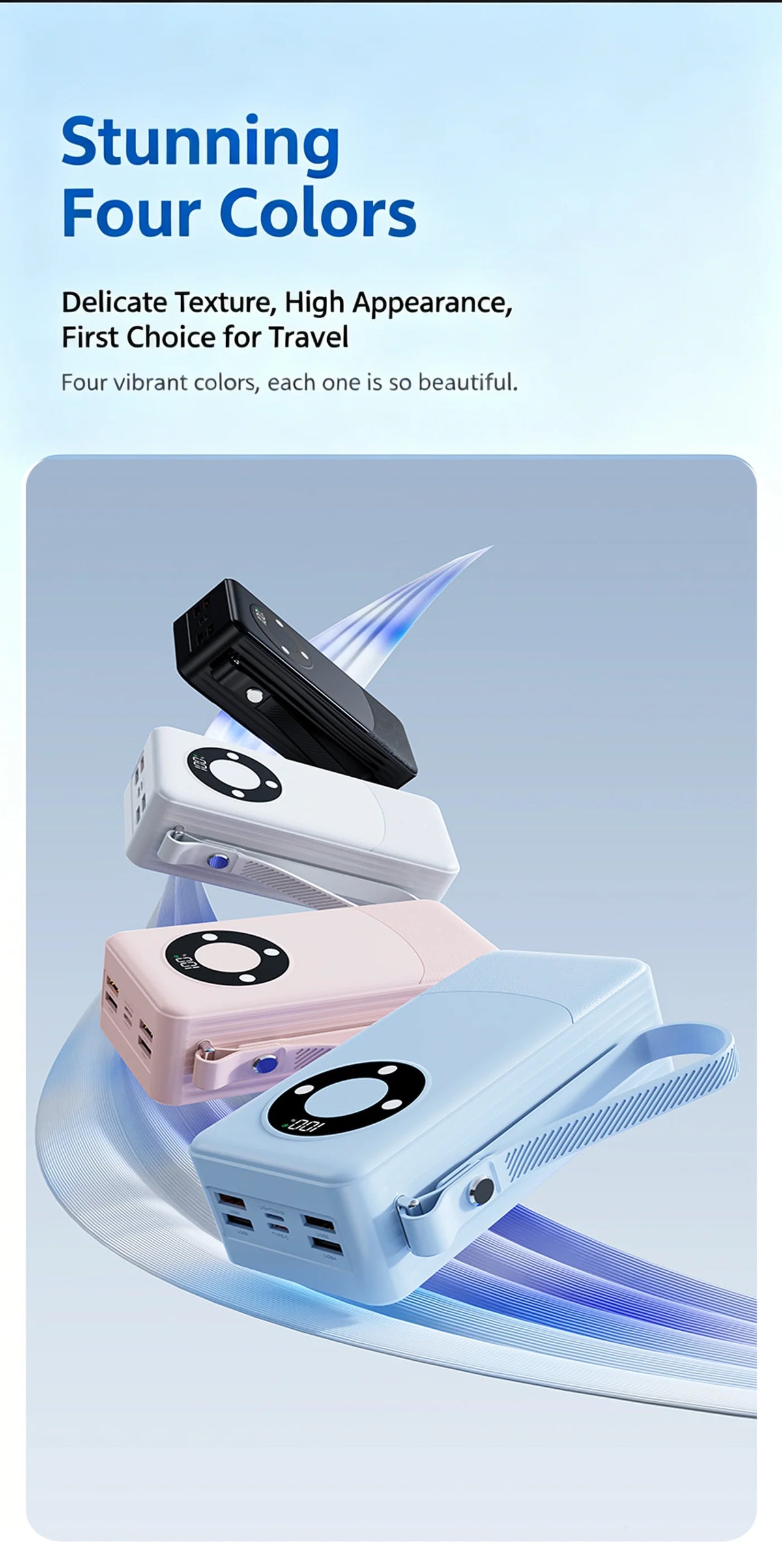 Oloey 2026 100000mAh Power Bank, 120W Super Fast Charging, Large Capacity, Built-in 4 Cables, Portable External Battery Charger