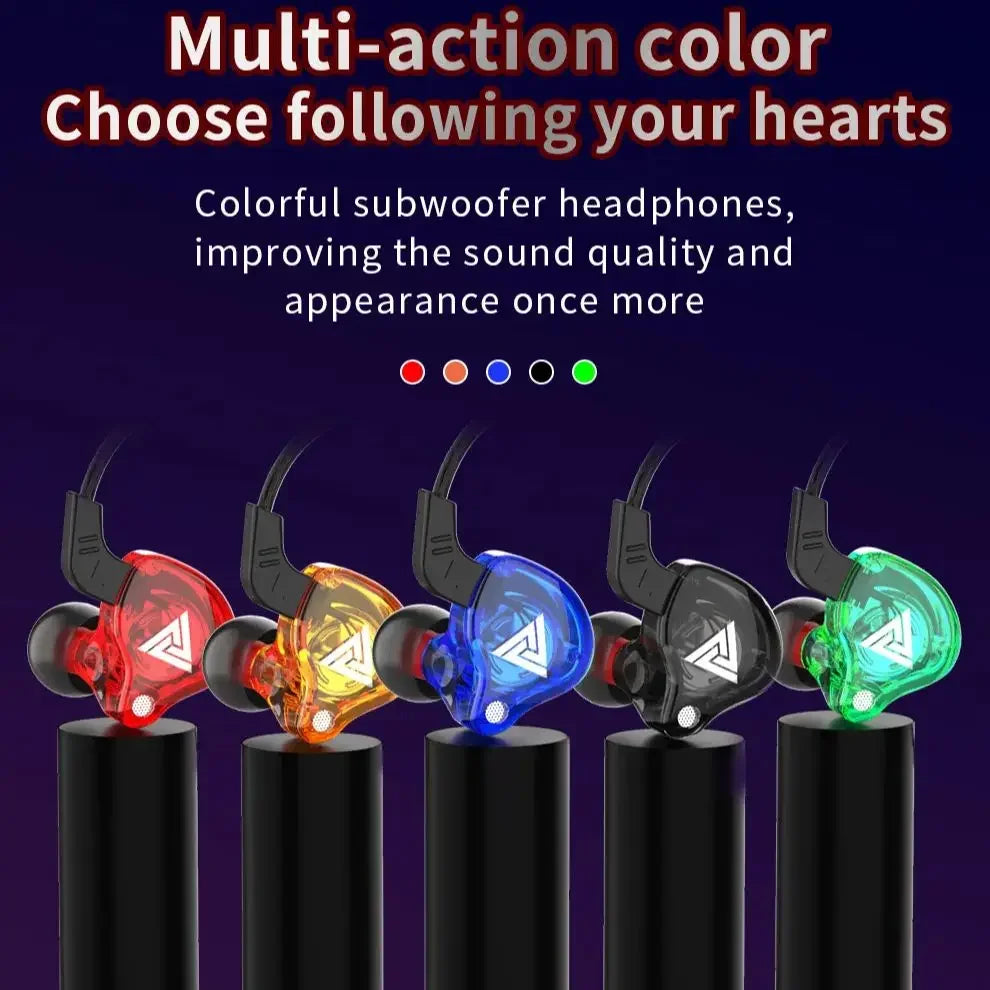 QKZ AK6 Sports In-Ear Earphones with Remote Control Microphone Heavy Bass HiFi Wired Earbuds for iPhone Samsung