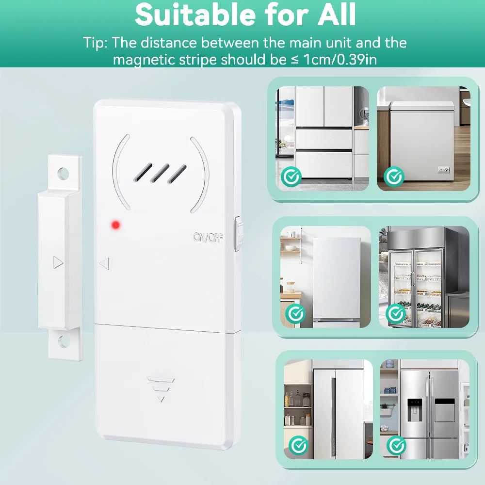 Magnetic Security Sensor Refrigerator Door Alarm Windows Open Alarms 60 Seconds Delay Loud 96 DB for Home, Store, Office