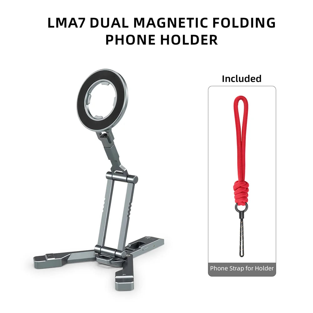 LEAPLIGHT Dual Side Magnetic Tripod Overhead Phone Holder with Hook Design Hanging Phone Tripod Stand for Iphone Android
