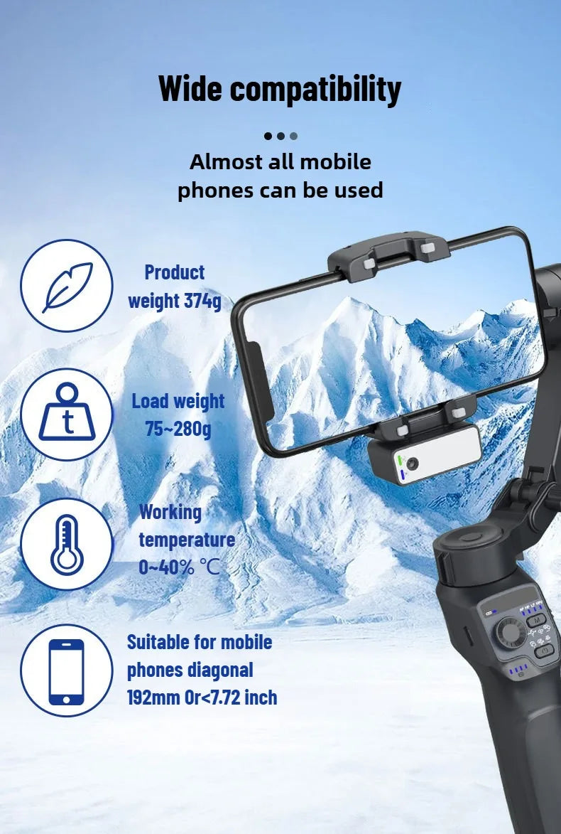 Mobile gimbal stabilizer ,Phone Stabilizer for Video Recording with Face/Object Tracking,3-Axis Gimbal for Android,iPhone