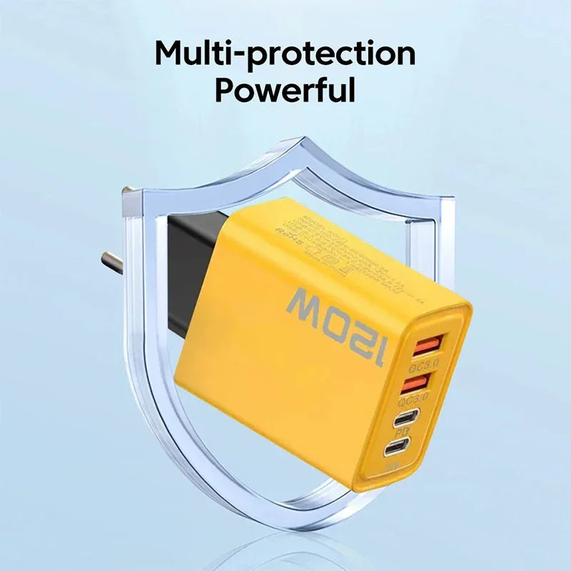120W PD USB Charger Fast Charging Type C Mobile Phone Adapter For iPhone Samsung Quick Charge 3.0 EU Plug Wall Charger